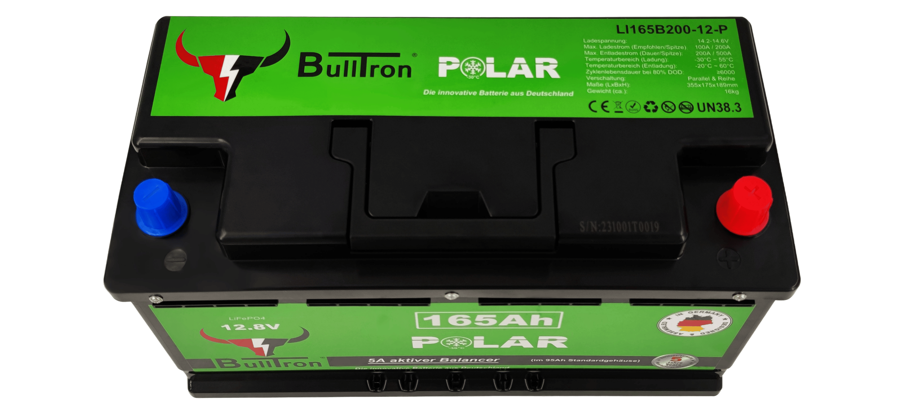 BullTron Polar  165Ah inkl. Smart BMS mit 200A Dauerstrom & Bluetooth App ohne MwSt.