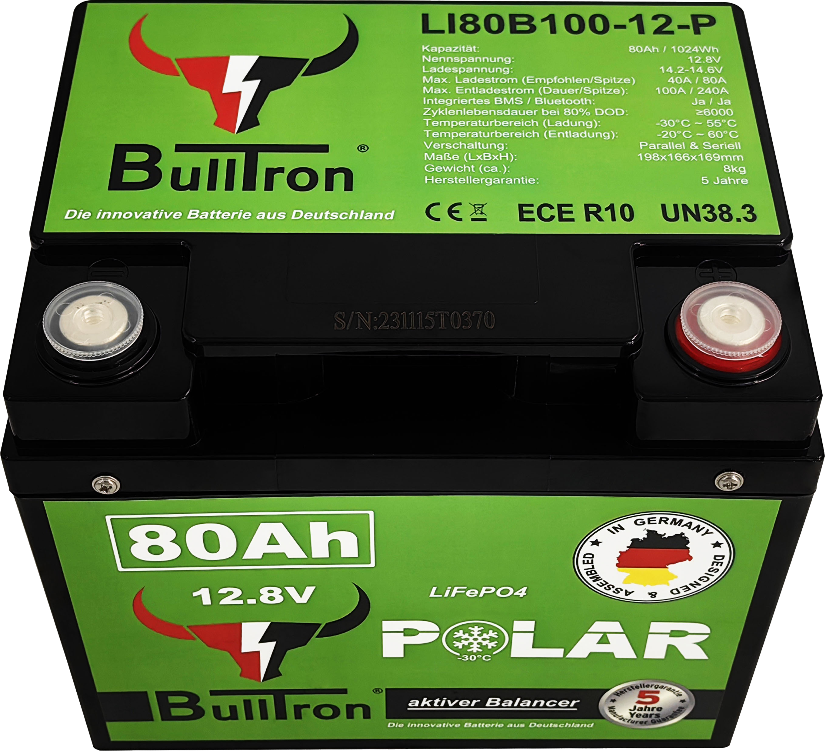 BullTron Polar  80Ah inkl. Smart BMS mit 100A Dauerstrom & Bluetooth App ohne MwSt.