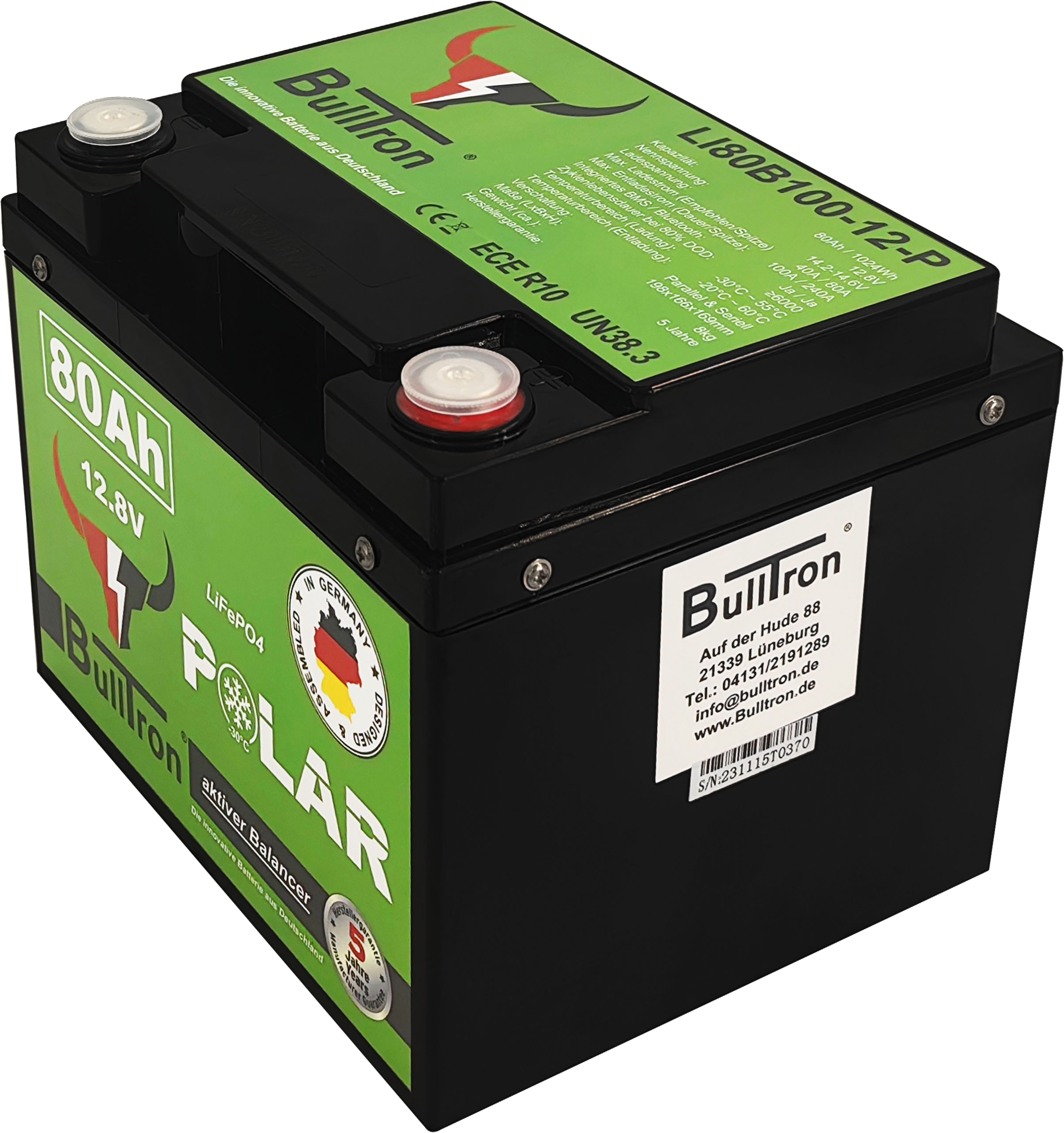 BullTron Polar  80Ah inkl. Smart BMS mit 100A Dauerstrom & Bluetooth App ohne MwSt.