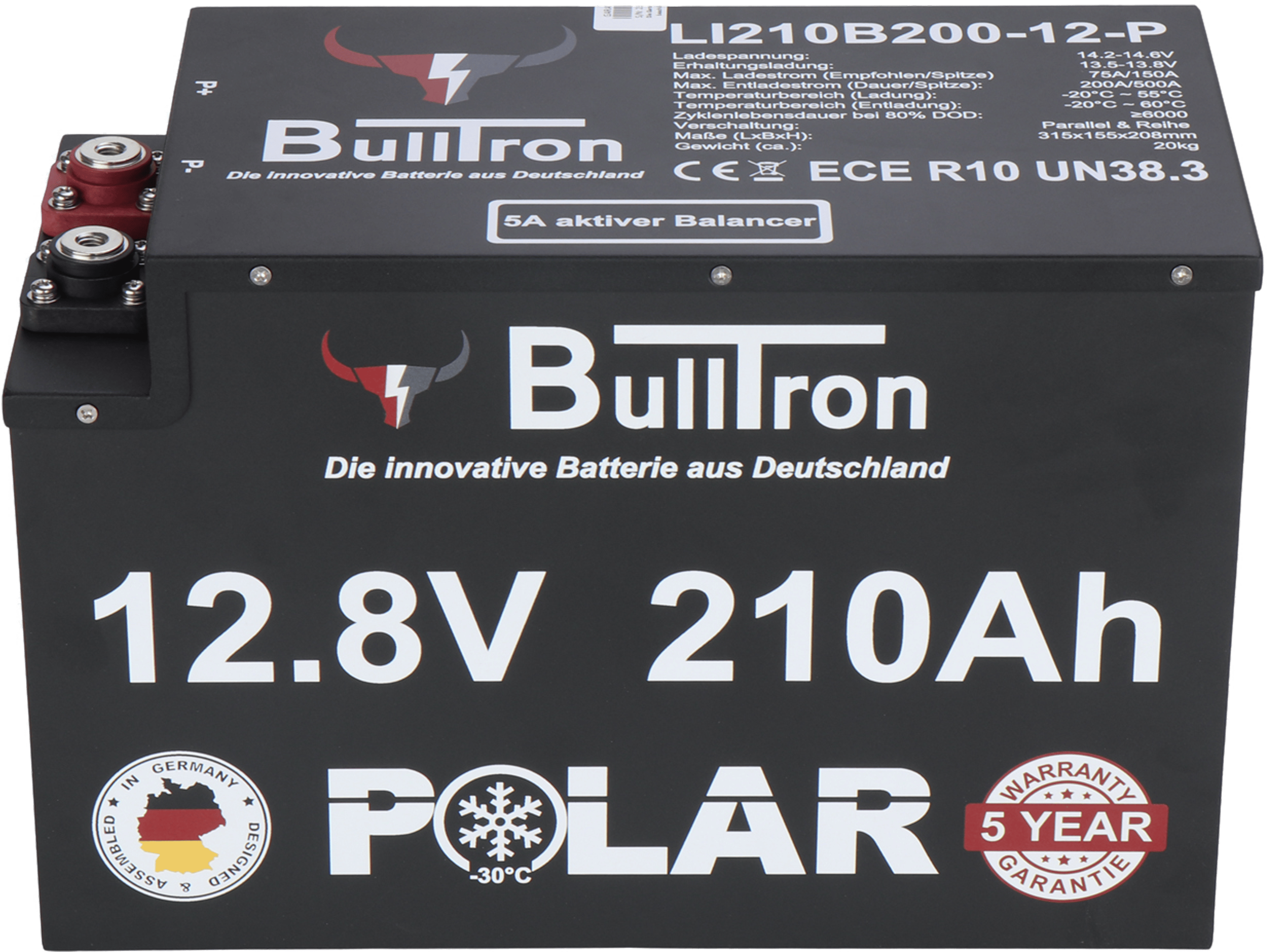 BullTron Polar  210Ah inkl. Smart BMS mit 200A Dauerstrom & Bluetooth App