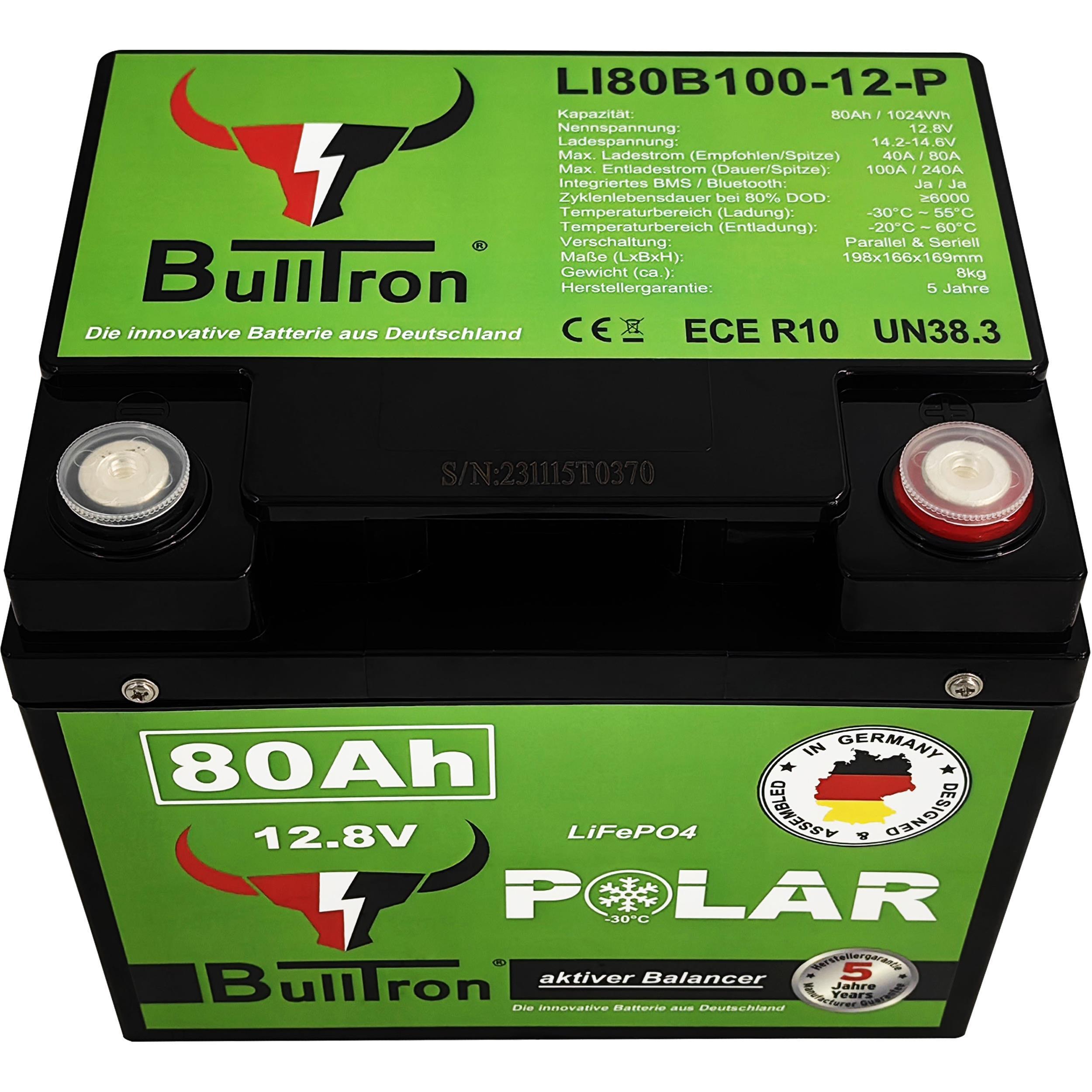 BullTron Polar  80Ah inkl. Smart BMS mit 100A Dauerstrom & Bluetooth App mit MwSt.